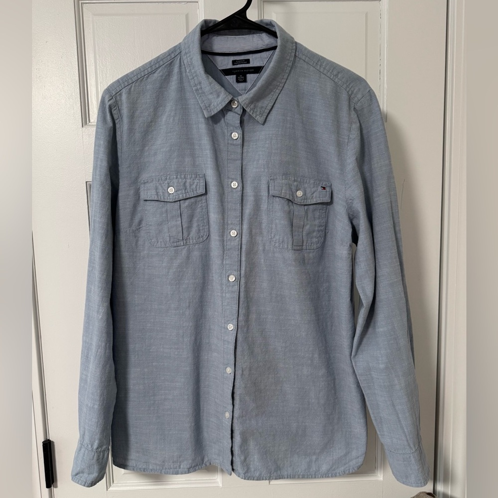 Women’s Light Blue Button-Up Shirt